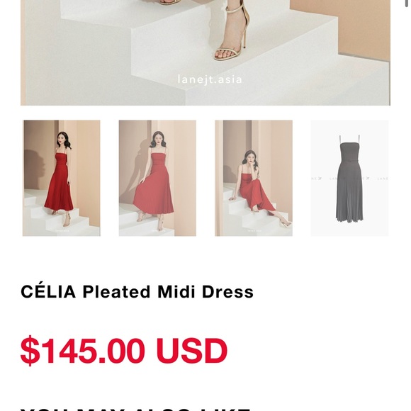 - Lane JT Celia Pleated Midi Dress -Medium sizing - Picture 3 of 4